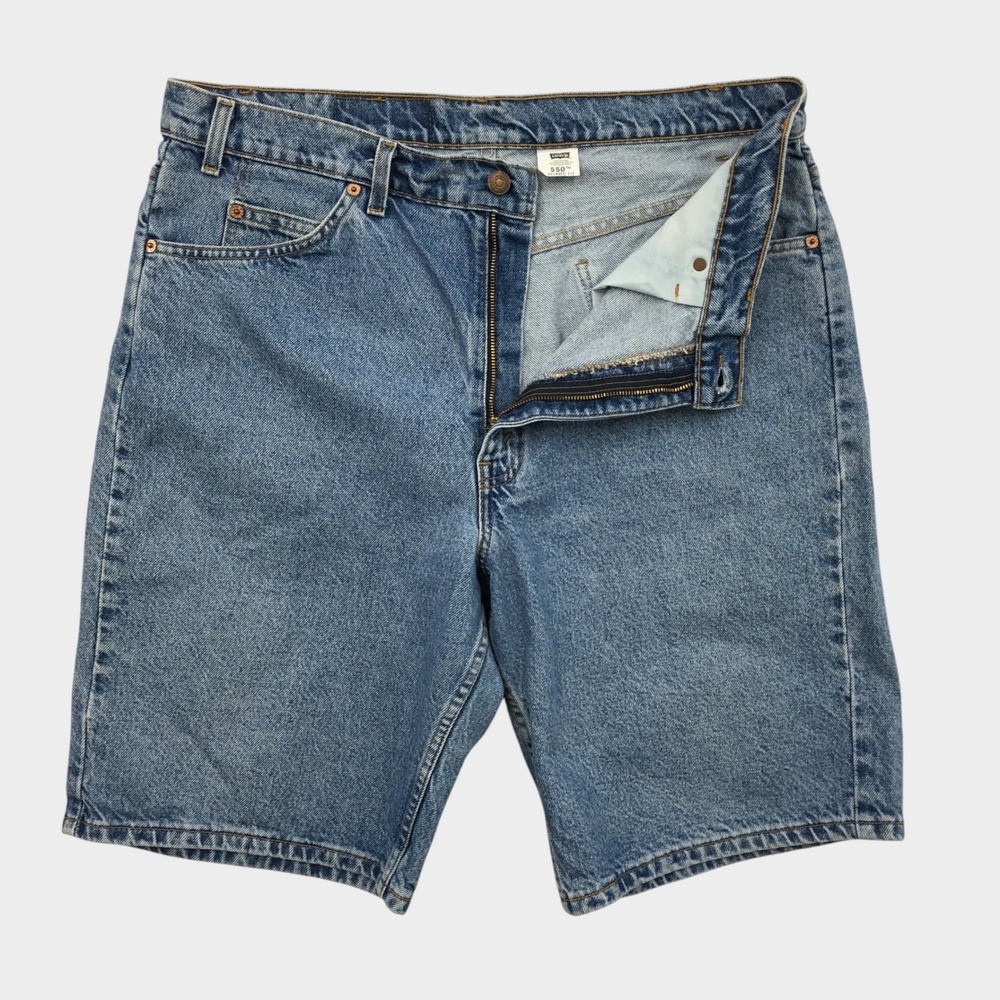 Vintage‎ 90s Levis 550 Relaxed Fit Denim Shorts Mens 36 Blue Orange Tab Cotton